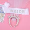 2026 Fashion Bride Bachelor Party, Bride Pearl Crystal Shoulder Strap Veil Headband Ribbon