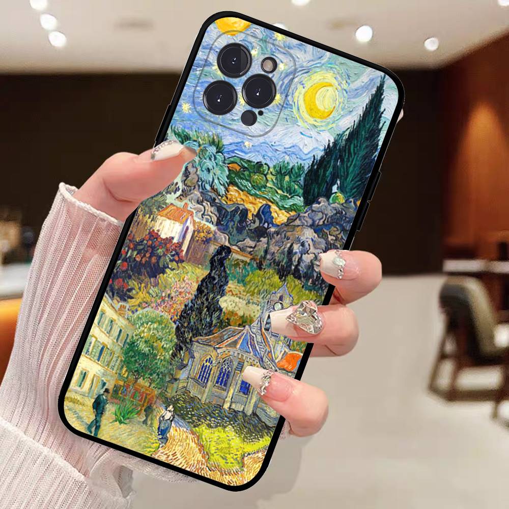 Vincent Van Gogh Oil INS Phone Case For iPhone 17 16 15 14 11 12 13 Pro Max Plus Mini Soft Back Cover