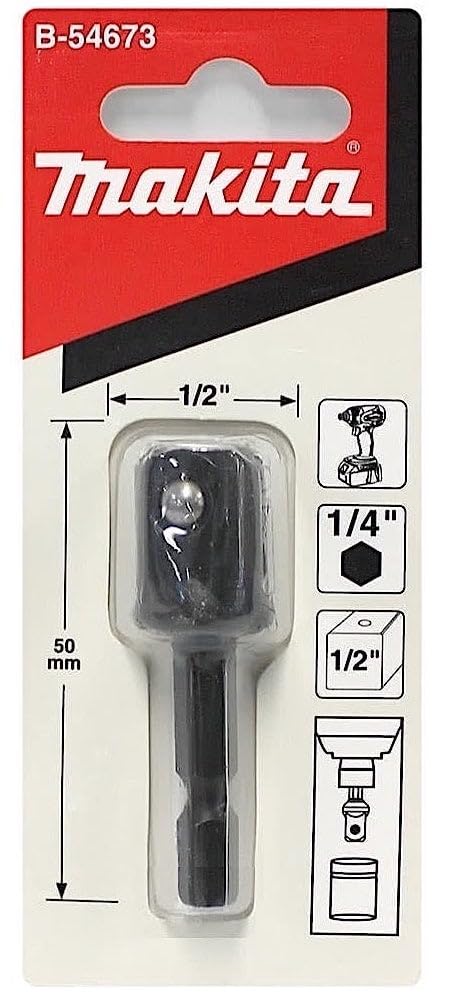 Makita Socket Adapter for Electric Hex 13mm Groove for Impact Drivers Drills, 1/2" Drive, B-54695, 6.35mm Shank, (Japanese Specification), [Used]