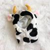 Niannyyhouse Vestiti per Bambole da 10 cm, Vestiti in Cotone per Bambole, Vestito da Mucca, Felpa con Cappuccio, per Peluche, Vestiti per Bambole Bambino, Design Floreale Bianco e Nero,