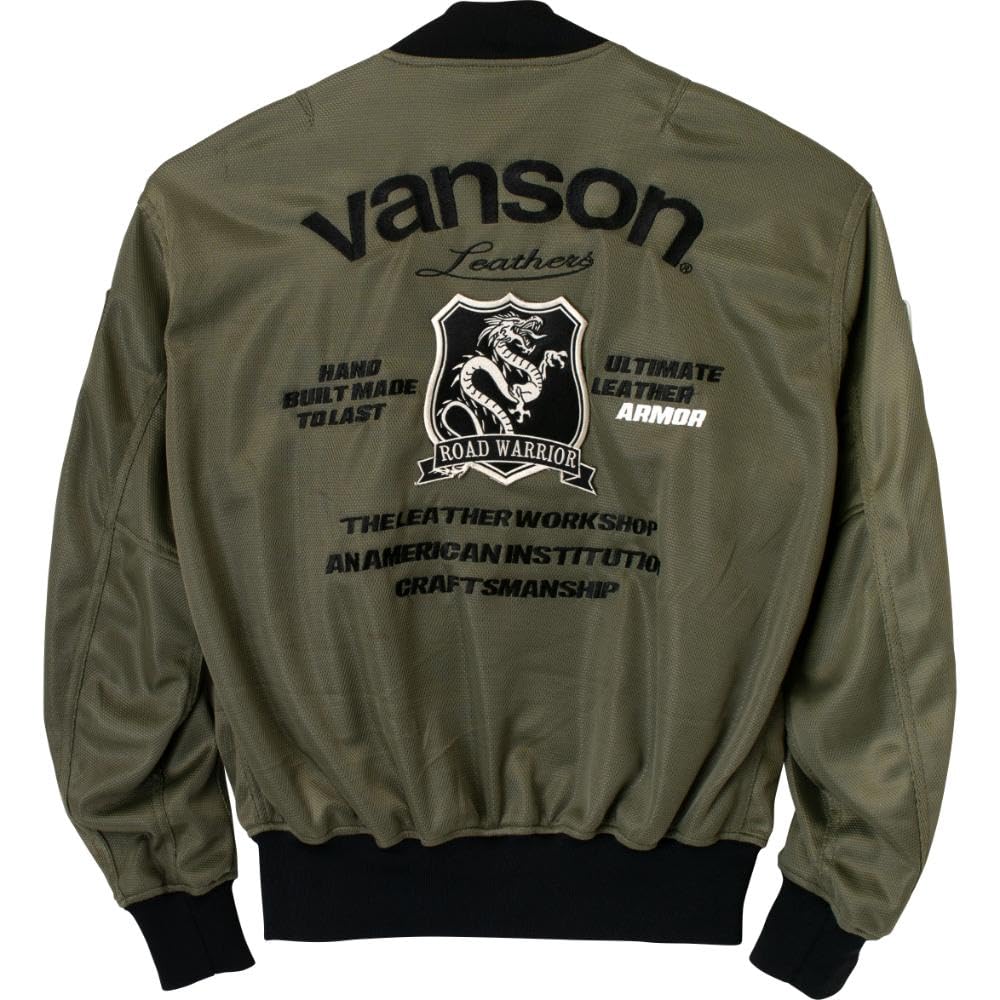 Vanson Men's MA-1 Mesh Jacket, Khaki/Black