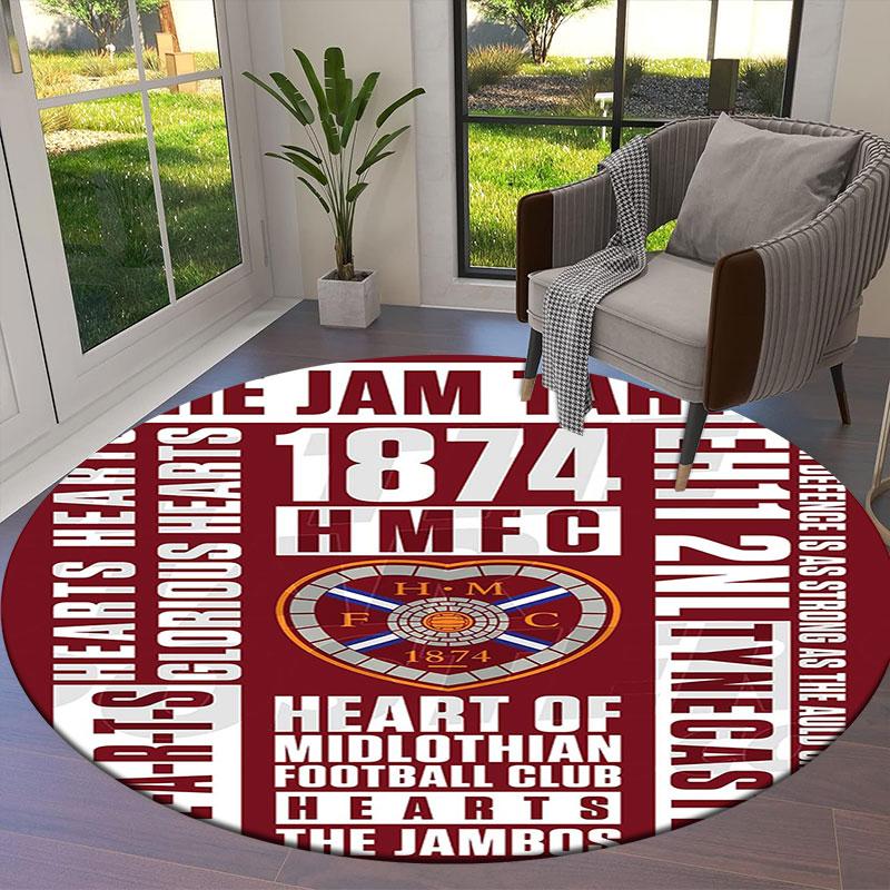 Heart of Midlothian Football Club Round Area Rug,Carpet Rug for Living Room Bedroom Sofa Playroom Decor,Non-slip Floor Mat