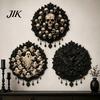 Spooky Entrance Decorations Gothic Halloween Wall Decor, Vintage Relief Skull Ghost Bat Party Decor Plaque, Dark Aesthetic Hanging Art for Entryway