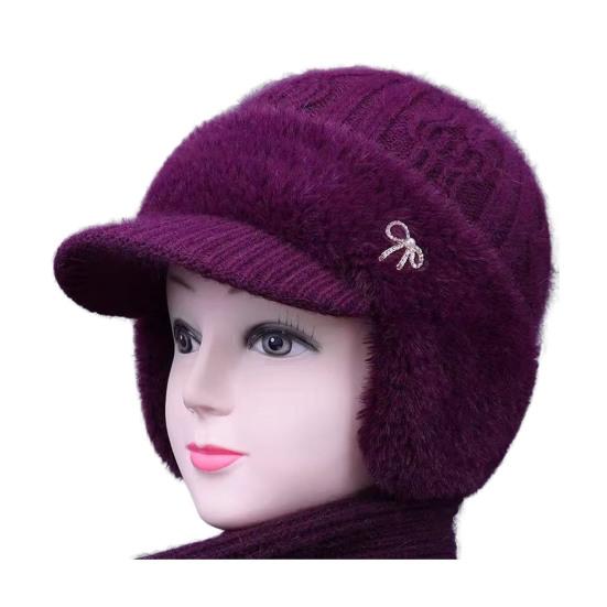 Căciulă tricotată cu clape pentru urechi, căptușită cu fleece care elimină umezeala, caldă, design 3-în-1, șapcă de baseball, pălărie de exterior pentru vreme rece