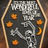 Festival Atmosphere Ornaments Halloween Table Sign, Spooky Message Board, Wooden Tabletop Centerpiece with Skeleton Unique Presents And Maple