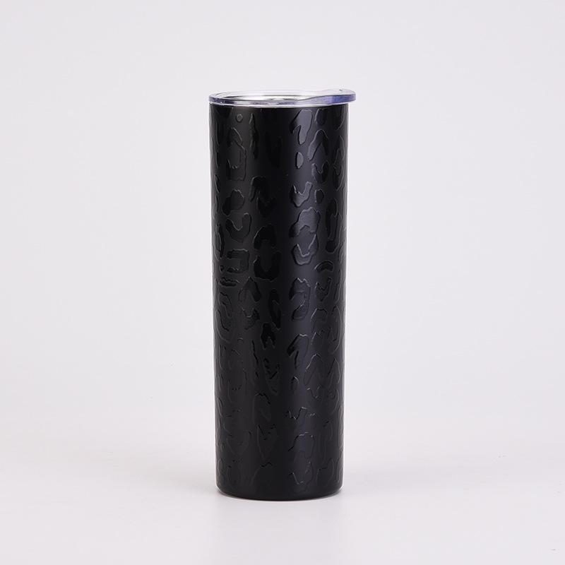 

Double-Layer Stainless Steel Thermos Cup, Black Leopard Print Home Vacuum Water Cup 401-500ml