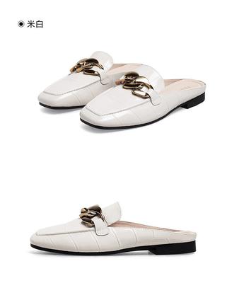 Leren Muller schoenen pantoffels dames ins wear 2025 nieuwe Britse stijl kleine leren schoenen lage hak mode schoenen veelzijdig