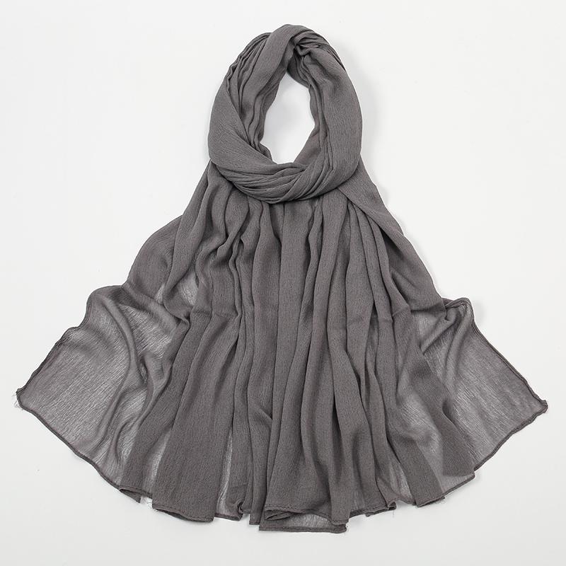 Crinkle Muslim Women Hijab Wrinkle Rayon Headscarf Solid Color Women's Turban Plain Viscose Cotton Musulman Femme Shawl Ramanda