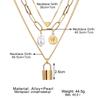 Multi-layer Necklace Female, Creative Retro Simple Octagram Lock Pendant Thick Chain Necklace