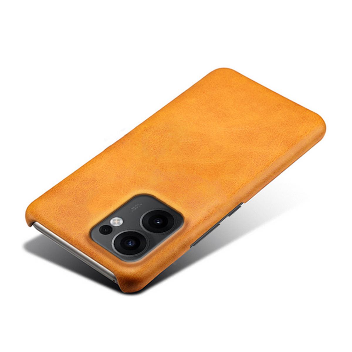 

For Oppo Reno13 F 5G Case Calf Texture PU Leather Hard PC Protective Phone Cover Rose