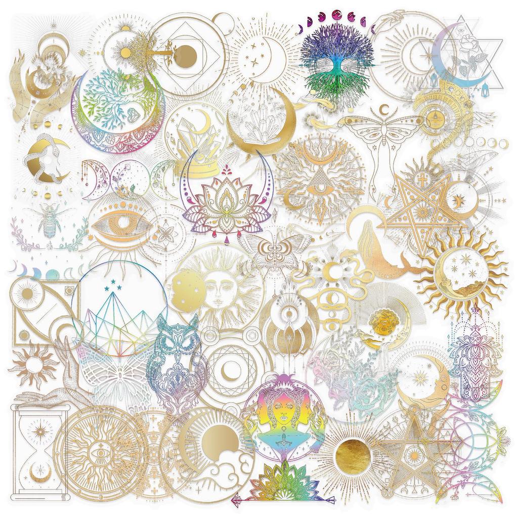 50 Transparent Golden Star Sticker Bag Waterproof Transparent PET Hand Account Decorative Guitar Notebook