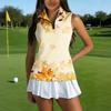 Camiseta Polo de Golf sin Mangas para Mujer con Cuello con Cremallera Estampado Floral Camiseta sin Mangas Deportiva para Deportes y Actividades al Aire Libre