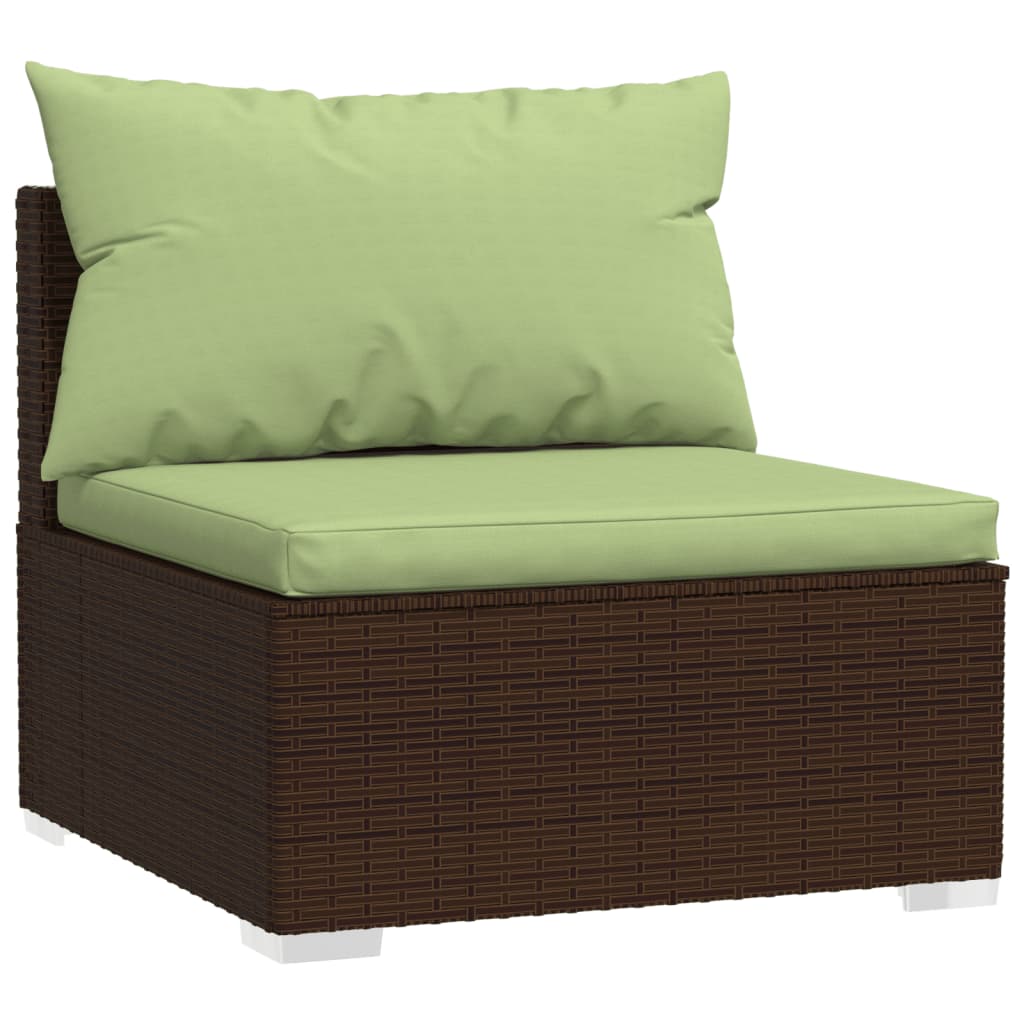 4 piece garden lounge set with cushions poly rattan brown