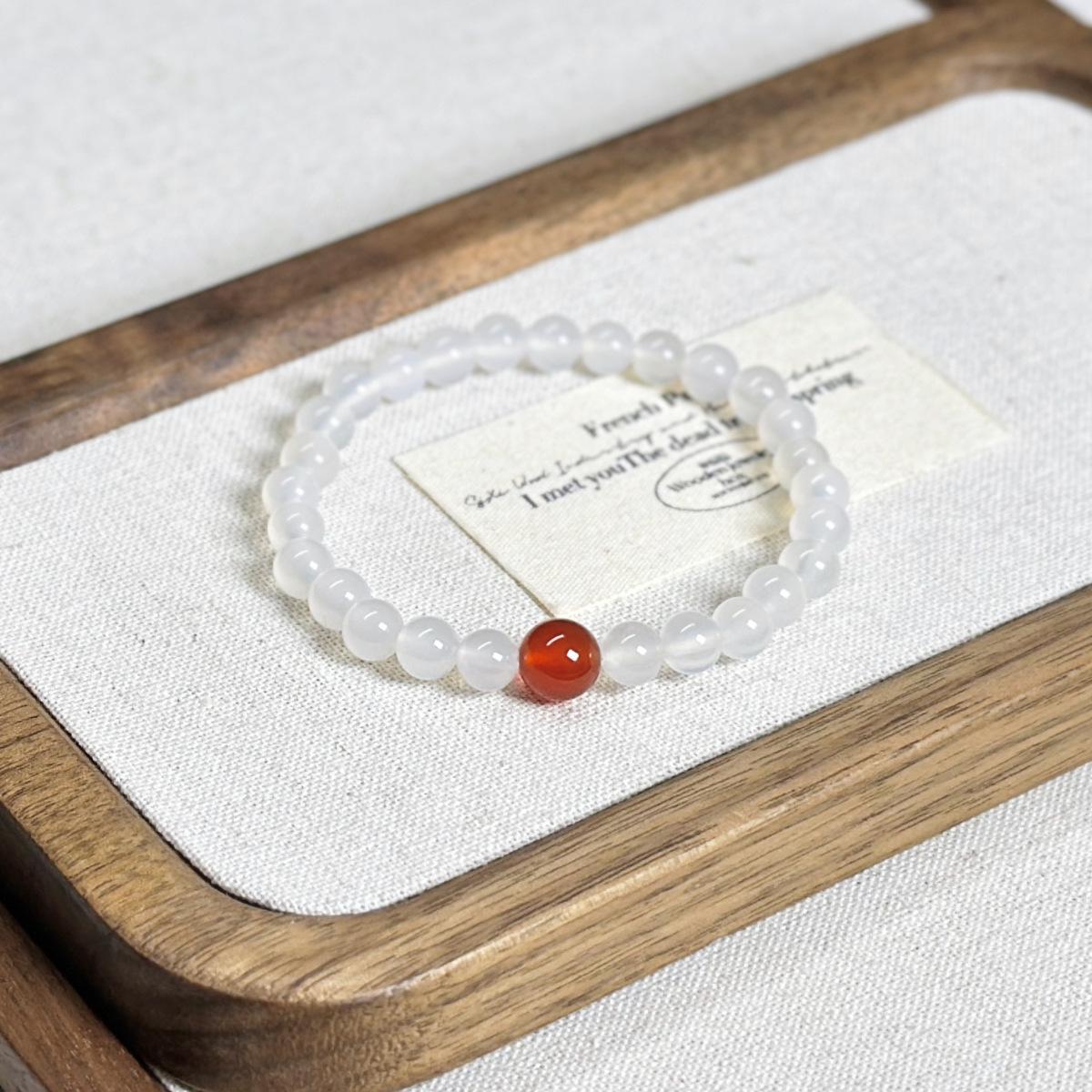 Celebrity Style Red Agate Beaded Bracelet for Women - Niche Design, Light Luxury, Simple, Versatile, Best Friend Jewelry