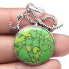 Pendant Green Turquoise Gemstone Handmade Gift For Her Silver Jewelry 1.75"