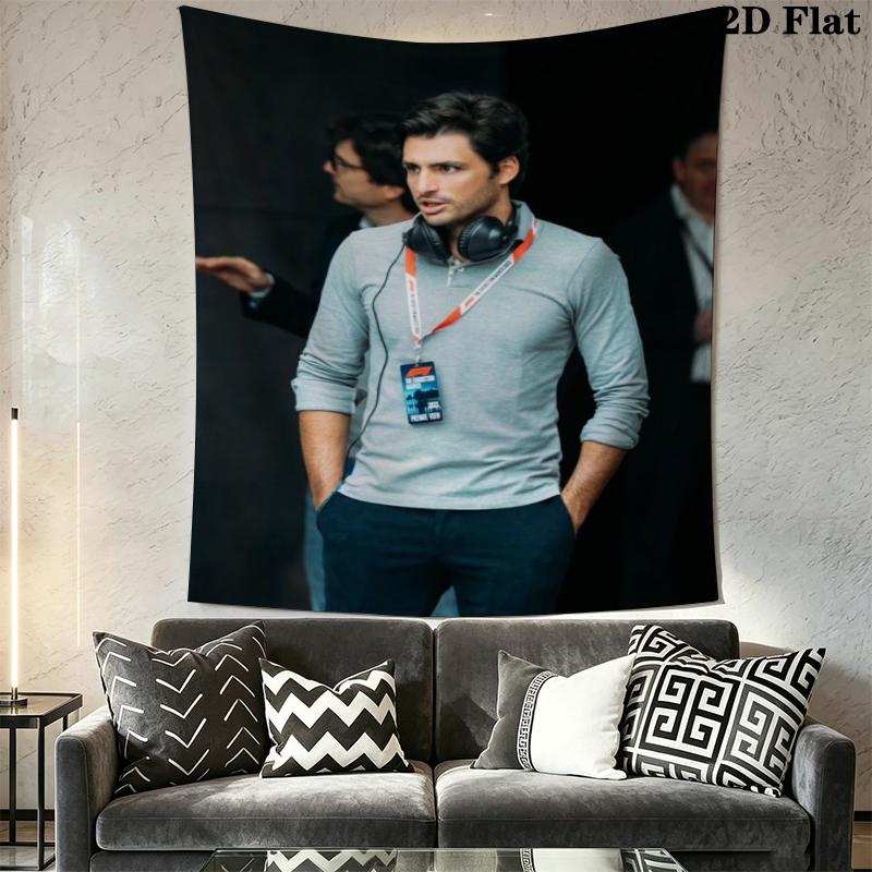 Carlos Sainz Wall Tapestry Aesthetic Wall Hanging Printed Fabric Blanket Decorative Tapestries for Bedroom Living Room Home Decor
