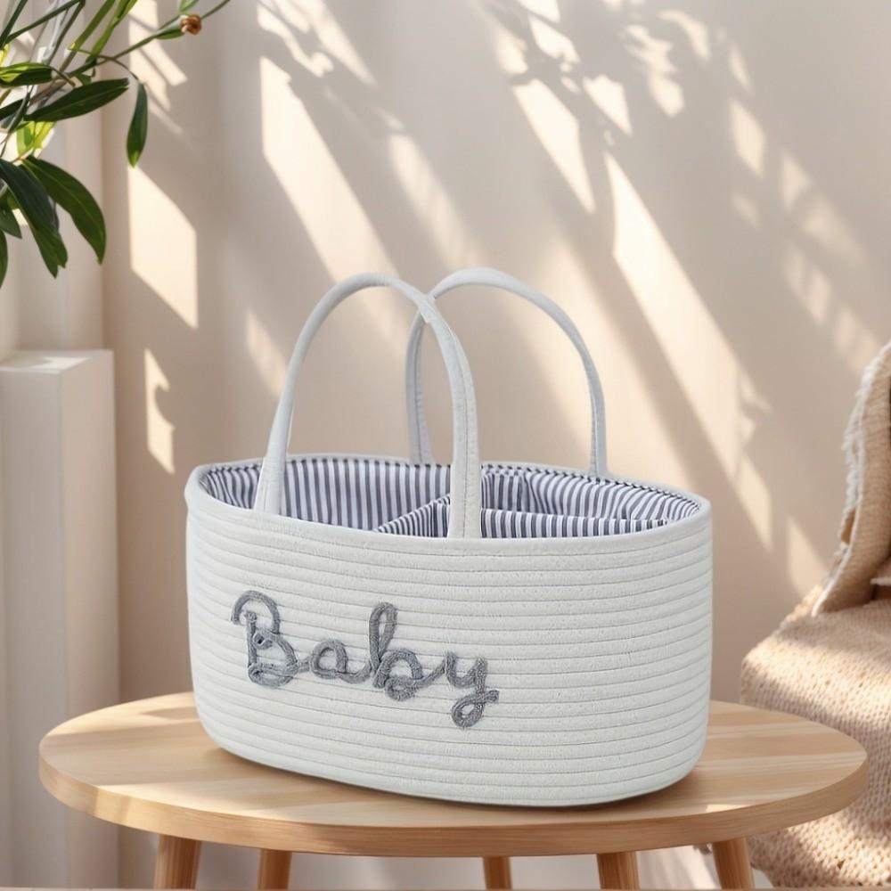 Durable Large Capacity Baby Nappy Organiser Cotton Rope Woven Diaper Storage Bag Foldable Portable Cosmetics Storage for Newborn