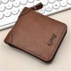 Men Vintage PU Leather Wallet Zipper Trifold Wallet Short Wallet Multi Card Holder Coin Pocket ID Window Casual Business Purse
