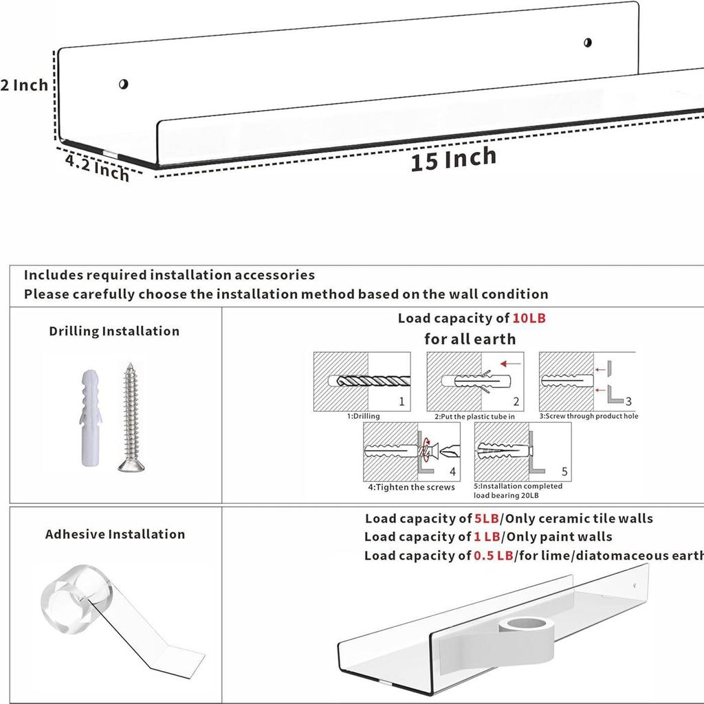 Wall-Mounted U-Shaped Acrylic Children's Bookshelf - Transparent Storage Rack