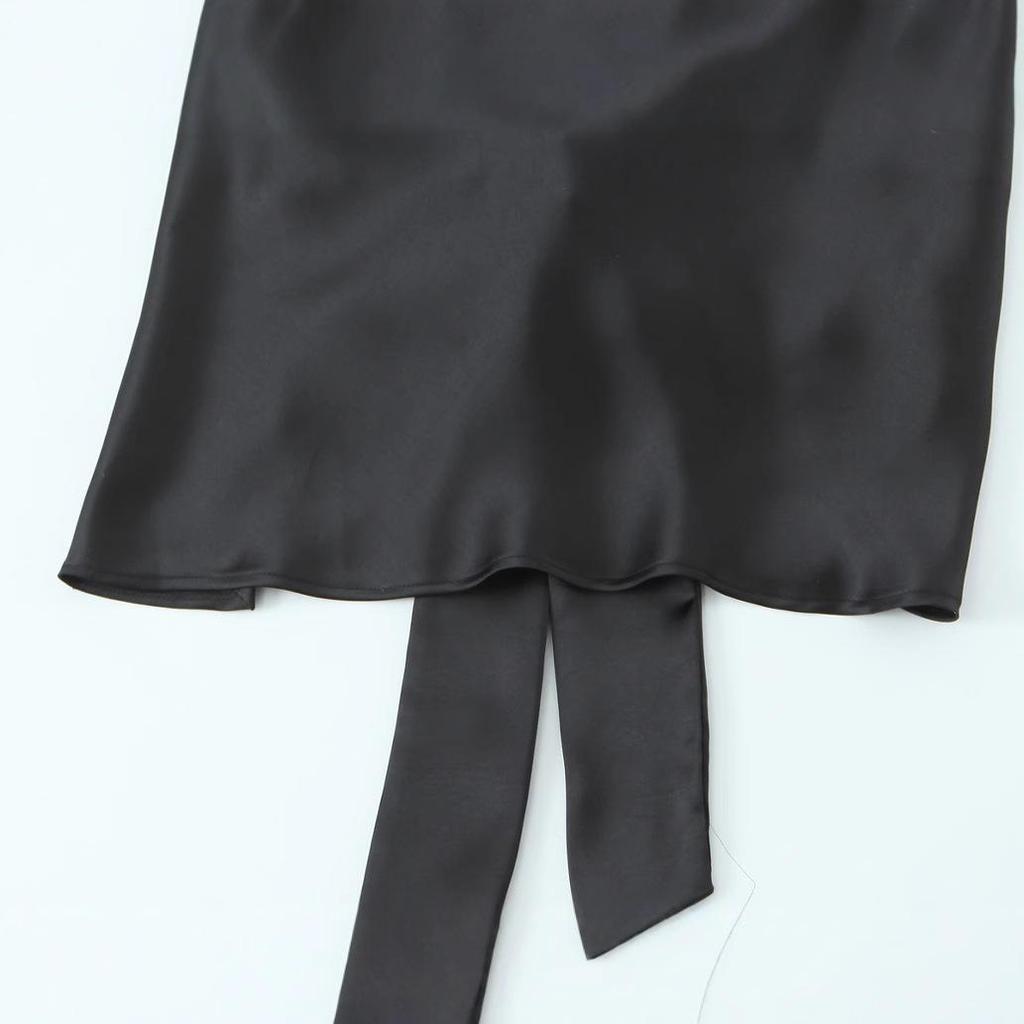 2025 Spring Women's European & American Halter Neck Silk Satin Top - Fashionable & Elegant