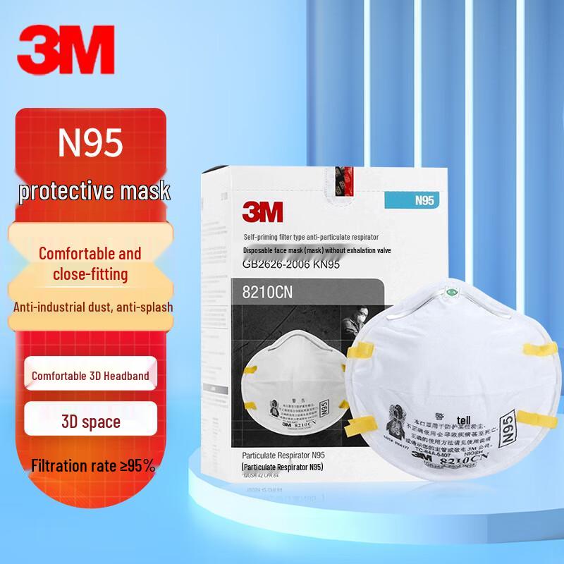 3M N95 Respirator Mask, Model 8210CN (20-Pack)