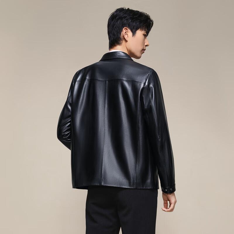Qipai Men's Sheepskin Lapel Leather Jacket