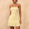 Solid Color Thin Tube Top Fashion Short Skirt Summer Mesh Hot-selling Women's Dress Seaside Vacation Dress