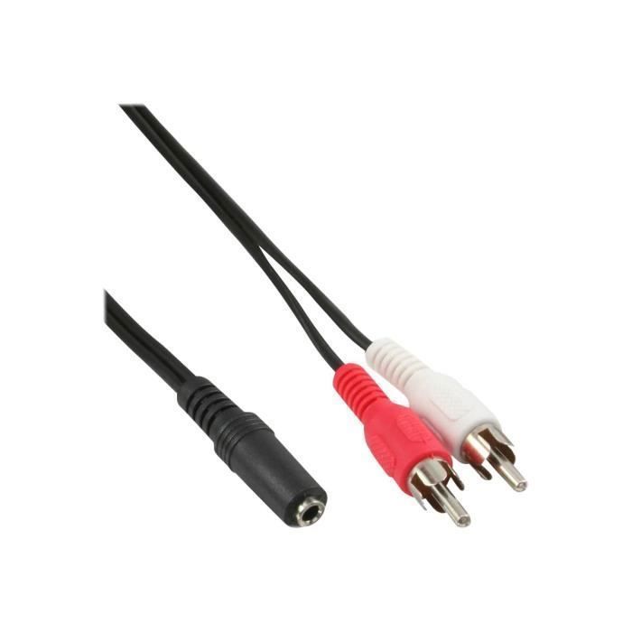 Câble Audio RCA X 2 (M) Pour Mini Jack Stéréo (F) 5 M - INLINE - Blindé - Noir