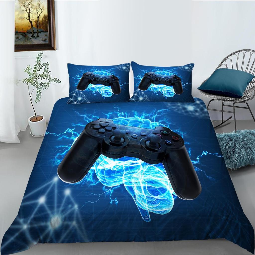 3D Game Player Quilt Pillowcase 3/2-piece Family Bedroom Bedding Set Single Bed Double Bed Full Size Household Bedding