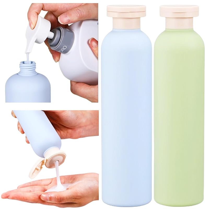 

merrytime travel bottle shampoo bottle set trip refill bottle portable shampoo backpacker for gym super public bath pastel colors 2 pieces green +