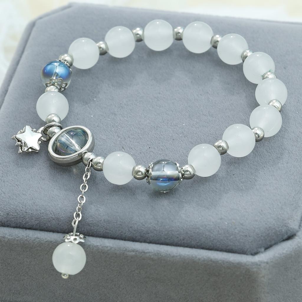 Small fresh color butterfly broken bead bracelet female ins style niche design new gray moonlight star and moon crystal jewelry
