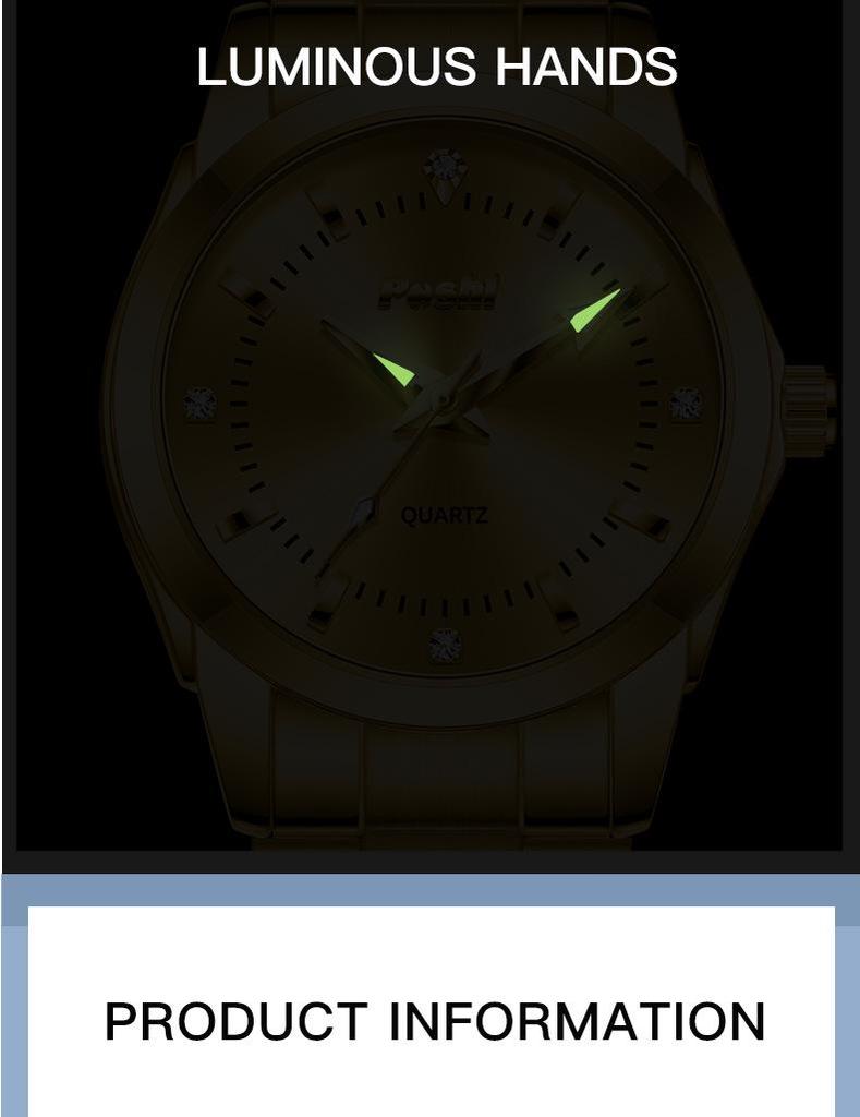 Waterdicht Mode Roestvrij Staal Dames Luminous Kwarts Horloge met Eenvoudige Band