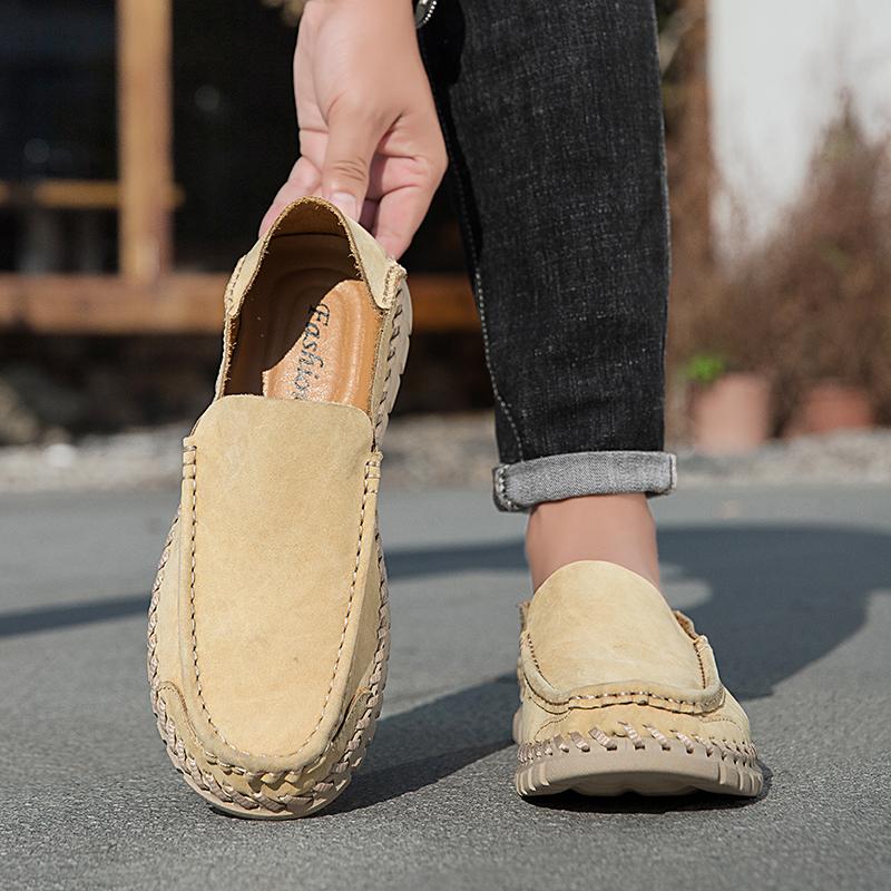 Handmade Genuine Leather Men Shoes Comfortable Casual Shoes For Men Loafers Moccasins Men Flats Shoes Driving Shoes Large Size 38-46