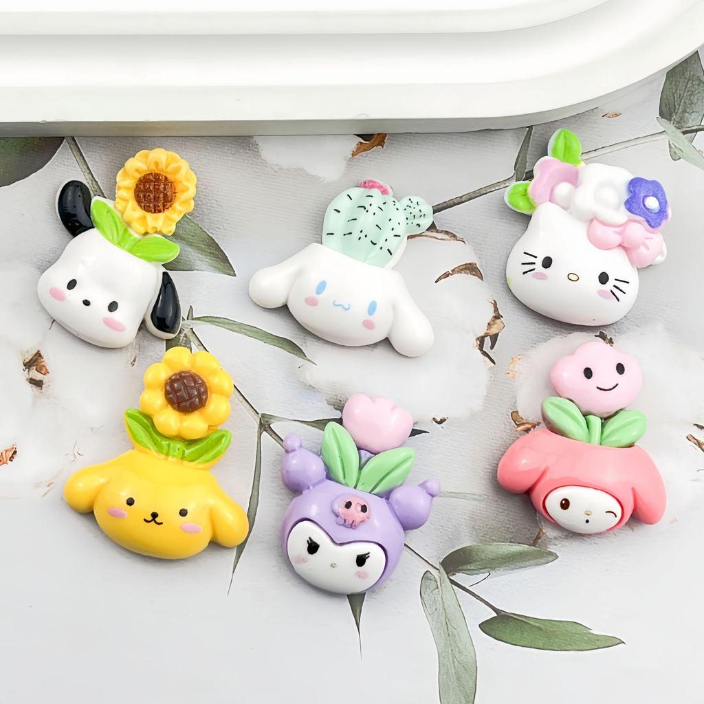 Sanrio Cartoon Resin Accessories: DIY Bead Box, Phone Case String, Bag, Potted Plant, and Refrigerator Magnet Decoration