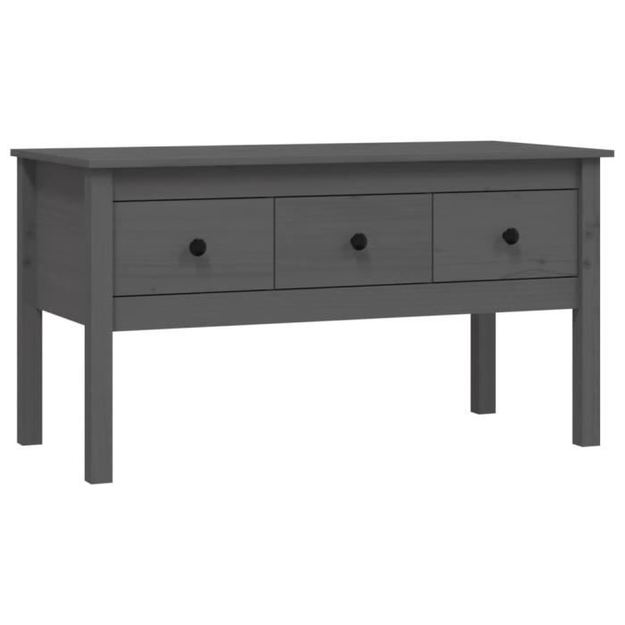 VidaXL Table basse Gris 102x49x55 cm Bois massif de pin 820943
