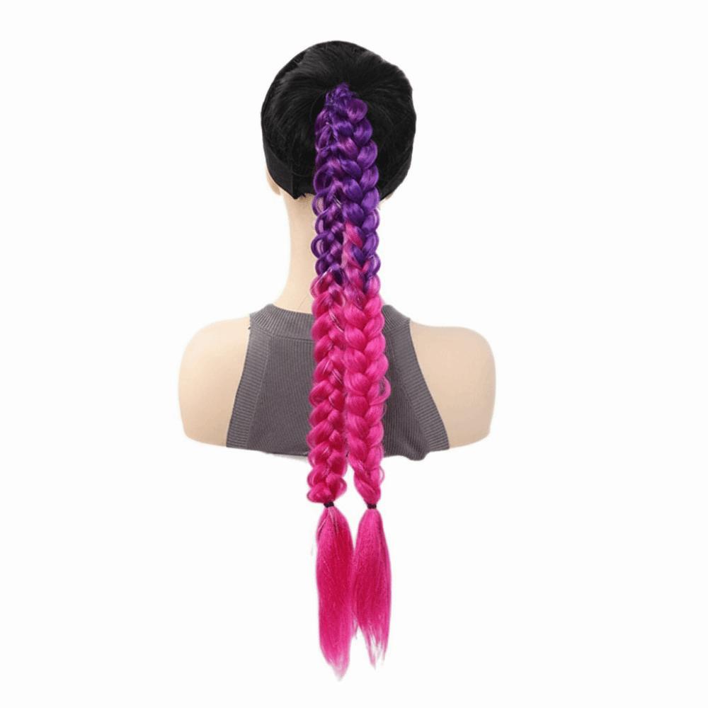

Shimmering Purple Rose Red Long Braid Wig Gradient Twist Braid Hairpiece for Women ярко-розовый/фиолетовый