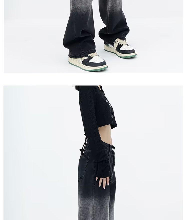 Pear-Shaped Gradient Tencel Straight Jeans: High-Waist, Wide-Leg, Plus-Size, Summer Ice Silk Mopping Pants for Women
