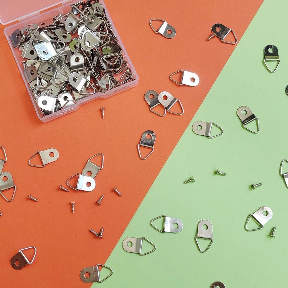 100Pcs with Screws Photo Frame Hook Iron Half Circle Ring Hanging buckle  Mirror Hanging