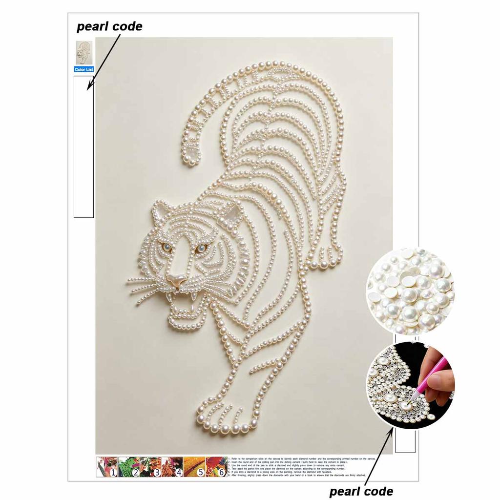 5D DIY Pearl Diamond Painting Kit Majestic Tiger Full Drill Embroidery Mosaic Art Home Wall Decor Gift