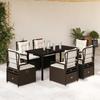 VidaXL 7-piece Brown Rattan Garden Dining Set and Cushions 3262982