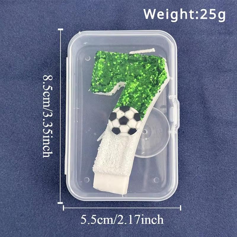Football Children's Birthday Candles Number 0-9 Green Sparkles Birthday Creative Soccer Candle for Boy Party Cake Top Decoration