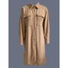 New Solid Corduroy Long Sleeve Lapel Collar Loose Shirt Dress
