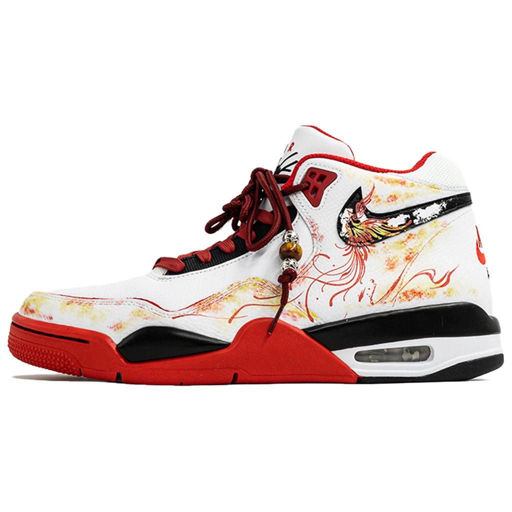 Nike Flight Legacy Kaleidoscope, Phoenix's Song, Shopping Bag High Top Vintage Basketball Shoes Men's Black White Red BQ4212-100(Team113-S-BOX)