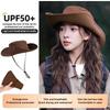 Breathable Western Cowboy Hat Solid Color Adjustable Wide Brim Sun Hat Outdoor Mountaineering Fisherman Sunshade Cap Travel 1PC