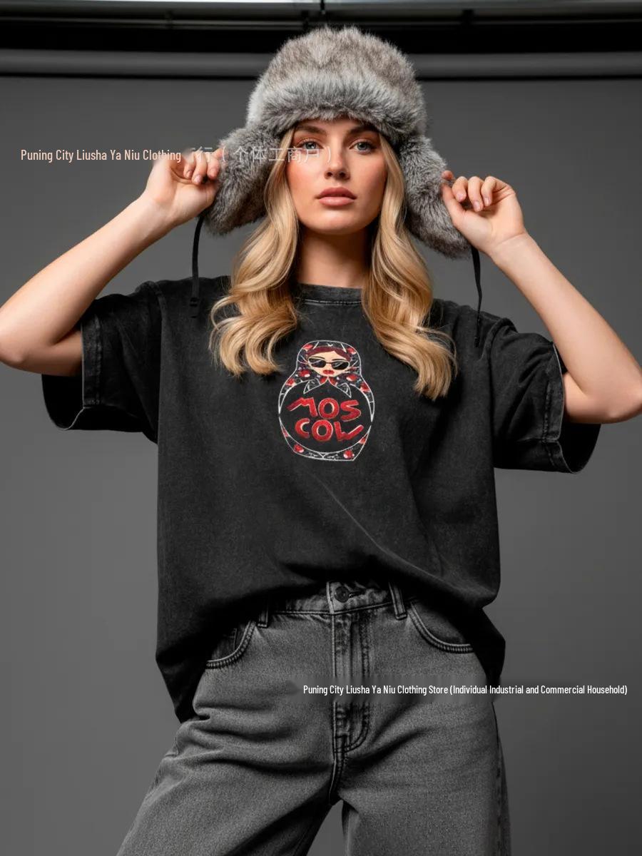 

Anime Cartoon Short Sleeve 100% Cotton T-Shirt - Casual Hip-Hop Fashion Design M промывают черный