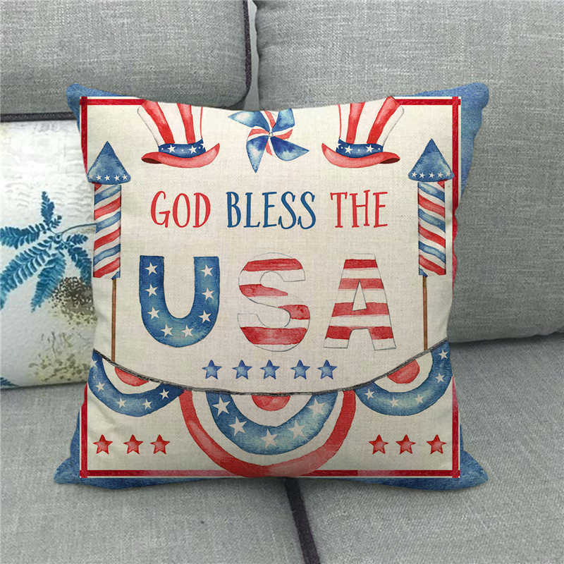 American Flag Declaration Of Independence Digital Printing Short Plush Pillow Covers For Sofa Office Cushion Cover Home Goods