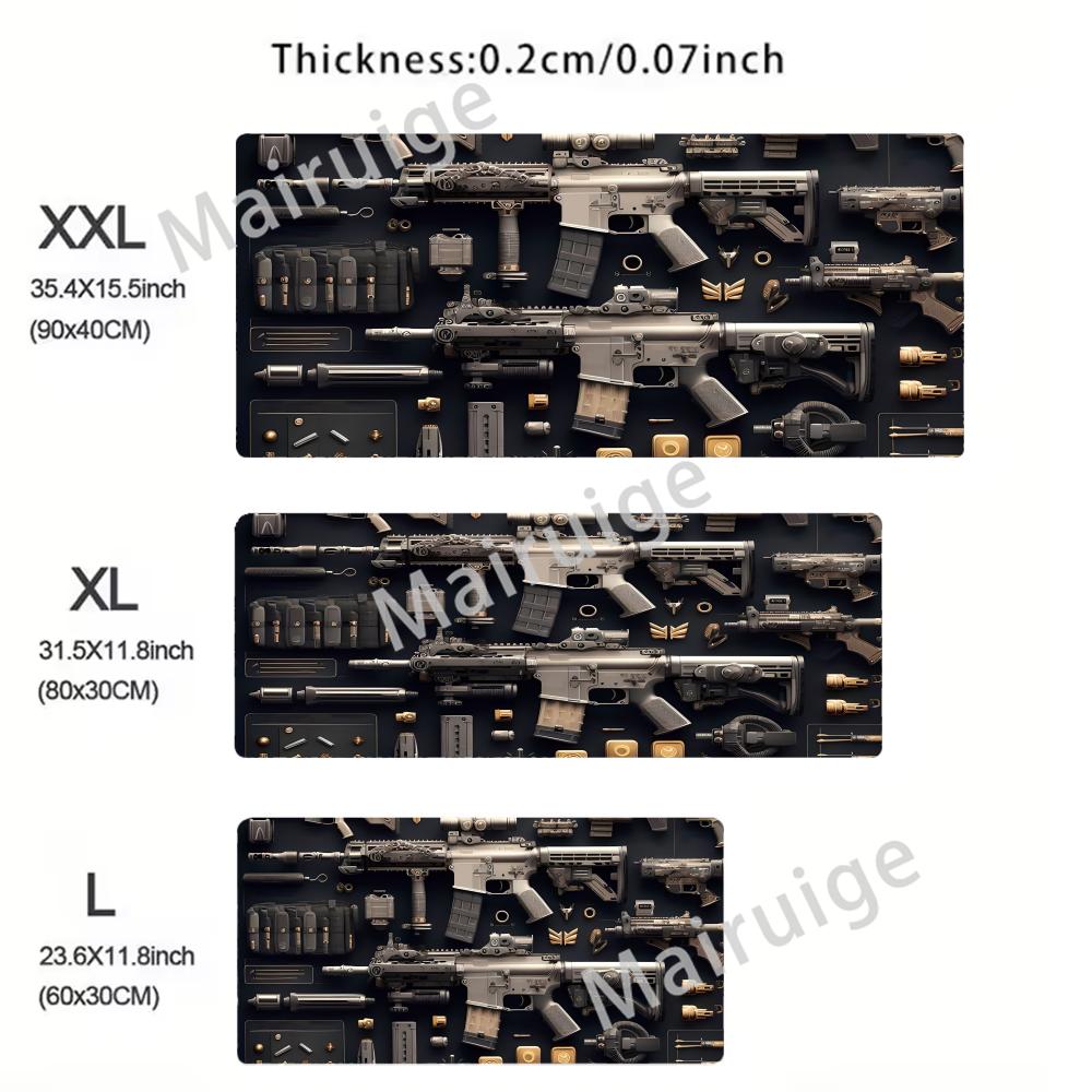 Super Cool Gun Model Keyboard Mouse Pad Desk Mat D Gaming Mouse Pad Gift Mouse Pad with NonSlip Rubber Base Stitched Edges