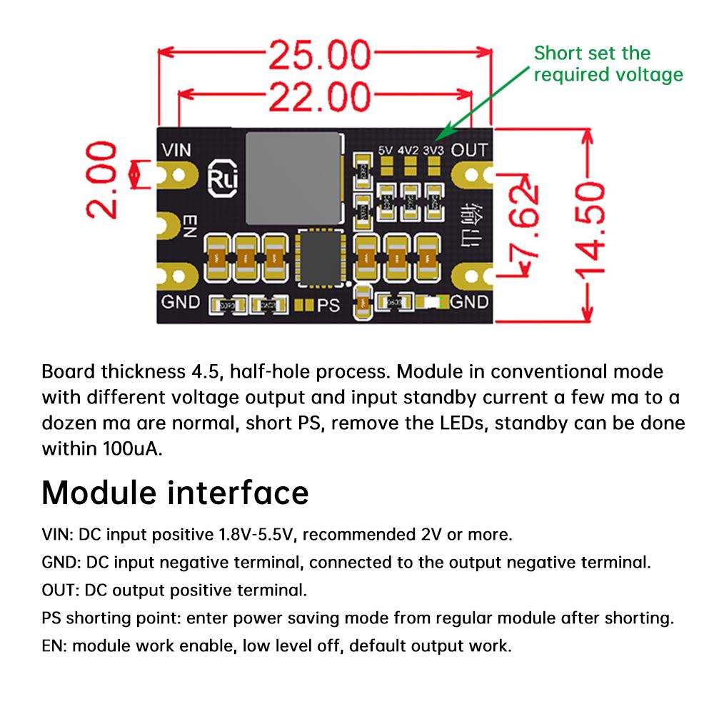 2 Stück DC-DC Aufwärtswandler Modul 1,8-5,5V auf 3,3V/4,2V/5V 3A Einstellbarer Ausgang Geringe Welligkeit Aufwärts Abwärts Konstantspannungsmodul