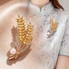 Rhinestone Wheat Ear Brooch: Elegant Barley Corsage Pin for Suit or Coat