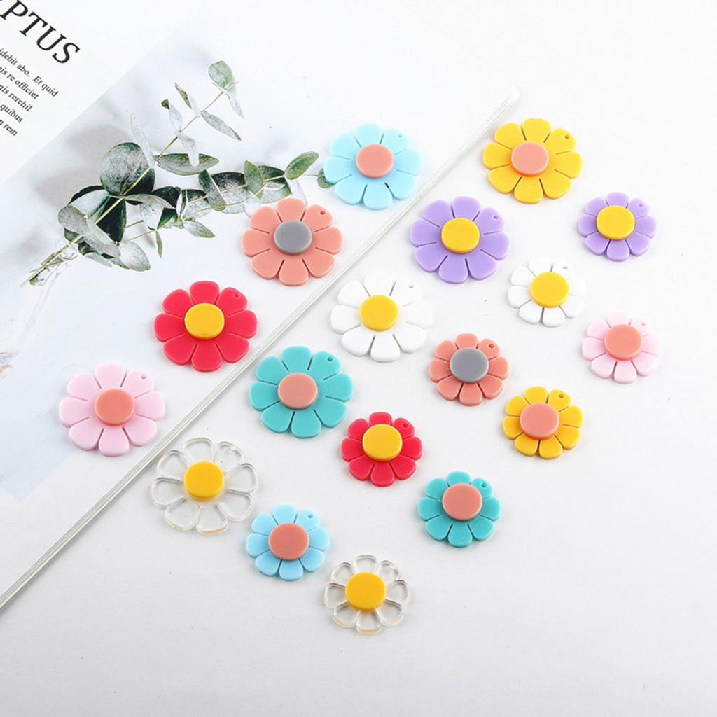 Korean Ins Style Multicolor Acrylic Sweet Flower Pendants For DIY Fashion Making Jewelry Earrings Necklace Accessories, 5PCs